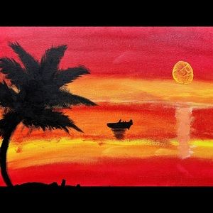 These paintings are painted by myself & my sister! A nice sunset & boats